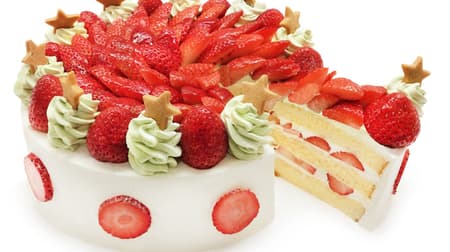 Cafe COMSA "Christmas Fair" limited design cakes "Strawberry Shortcake", "Strawberry and Mango Cake", "Strawberry Shortcake Parfait".