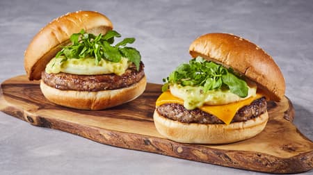 Freshness Burger "Kobe Beef Burger" and "Kobe Beef Cheeseburger" 100% Kobe beef patty! Combined with domestic wasabi butter sauce and domestic watercress