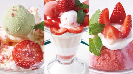 Capricciosa "Strawberry Fair" "Strawberry Iced Cake "Cassata" with Pistachio Ice Cream" and 3 other desserts