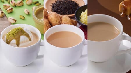 Ueshima Coffee Shop "Pistachio Milk Coffee", "Ginger Chai" and popular winter drink "Butterscotch Milk Coffee".