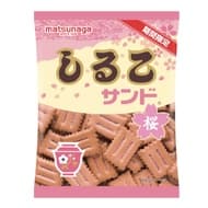 「しるこサンド桜」松永製菓から 桜葉のパウダー&酸味のアクセントのうめ果汁配合ビスケット