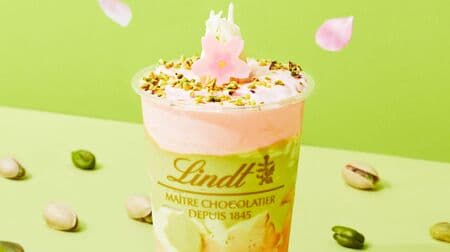 Lindt "Sakura-scented Pistachio Chocolat Drink" and "Delice Pistachio & Sakura" also new Lindt flavor