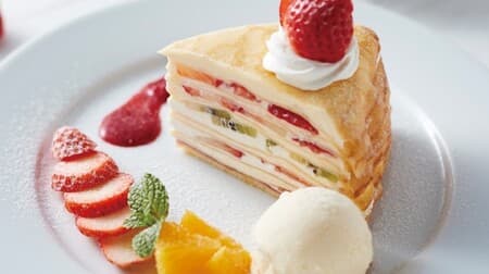 Cafe Morozoff "Spring Strawberry and Kiwifruit Mille Crepe and Beverage" and store exclusive "Spring Strawberry Pudding Parfait
