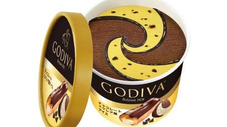 Godiva Cup Ice Cream "Chocolate Eclair Style Ice Cream" Custard style ice cream with puff pastry flavor.