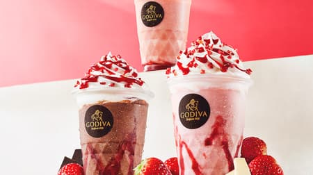 Summary of new strawberry flavored drinks, including Godiva's Dark Chocolate Strawberry Chocolixer!