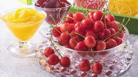 Shateraise "Yamanashi Cherry and Fruit Jelly Assortment" - L-size cherries (500g) and orange, grapefruit, grape, grape, white peach, white peach, strawberry, and shain muscat jelly