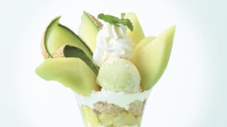 Ginza KOJI CORNER "Ibaraki Melon Parfait" - The Taste of the Season! With homemade melon granite & vanilla ice cream