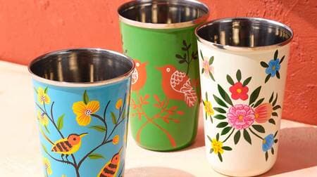 KALDI "Spice Bag" and "Kashmiri Paint Chai Cup" authentic biryani sauce and spiced tea sets & stainless steel cups with attractive hand-painted designs.