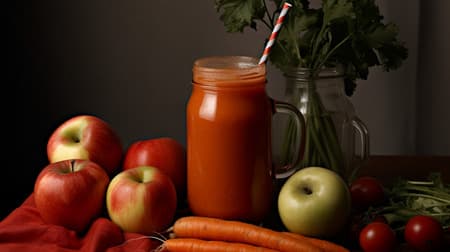 Recipe] Easy "Red Smoothie" by simply cutting and adding carrots, apples, cherry tomatoes, red bell peppers, etc.