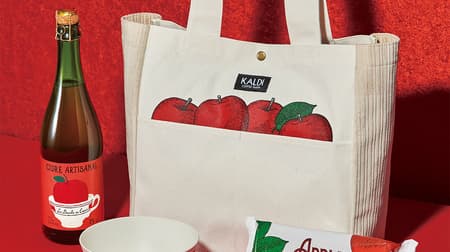 KALDI "Apple Bag" warm original tote with bag limited edition cider, apple bouche, apple patterned salad bowl & fork!