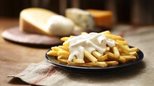 "Classic fries" on Mac again--sprinkle rich quattro cheese sauce on potatoes
