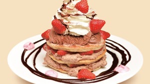 New "Strawberry & Chocolate" and "Mango & Orange" in "Volcano Pancake" at Moena Cafe