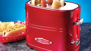 "Hot Dog Toaster" where sausage and bread are baked at the same time