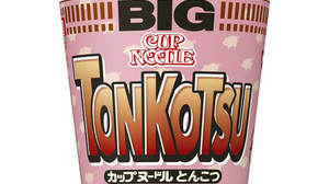 Pink color with the image of a pig? Cup noodle "Tonkotsu Big" is cute