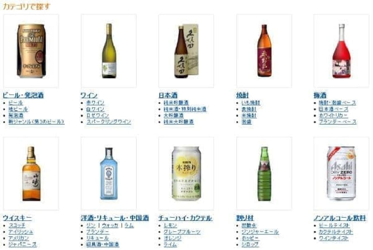 Various liquors we handle (Source: Amazon Japan)