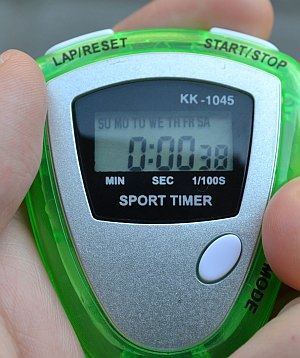 What does it mean to press a stopwatch outside the store before entering the store?
