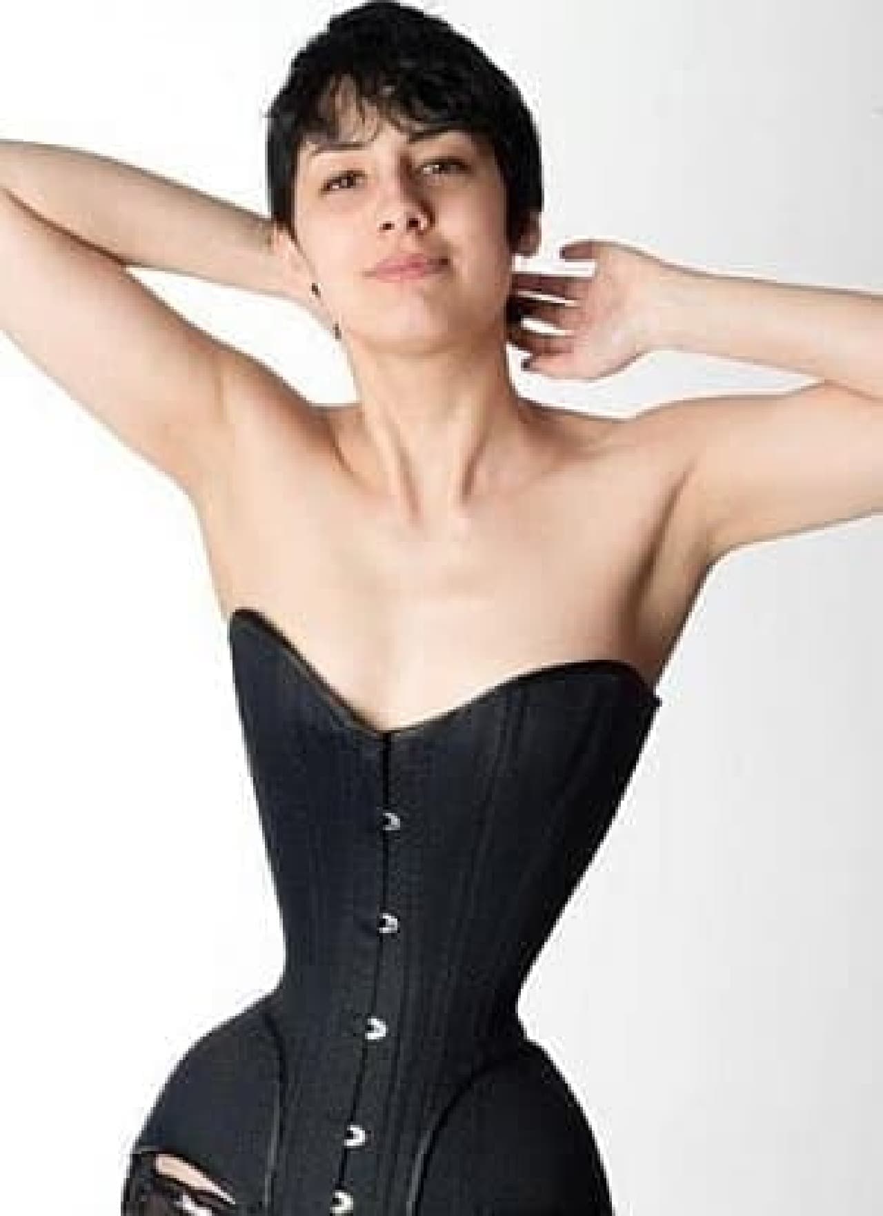 Michele Koebke wears a corset all day long.