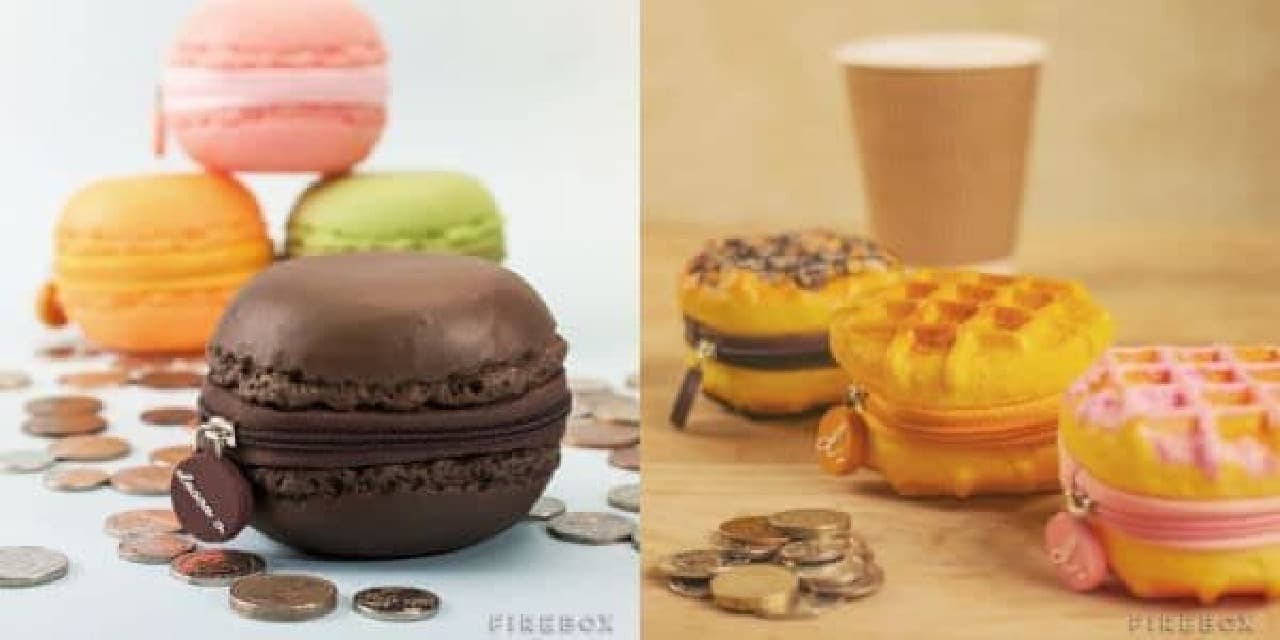 A colon and a cute macaron (left) and a waffle that makes you want to squeeze a little (right)