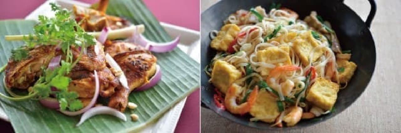 You can enjoy Thai-style grilled chicken (left) and Pad Thai (right) (image is an image)