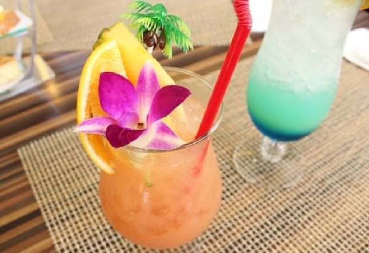 Various lineups of tropical drinks
