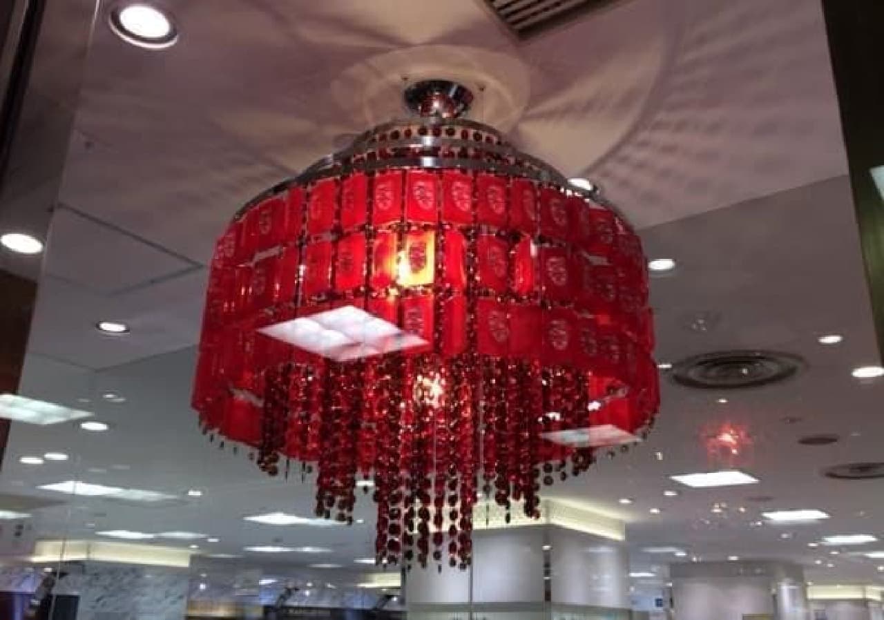 If you look closely, a chandelier made of KitKat