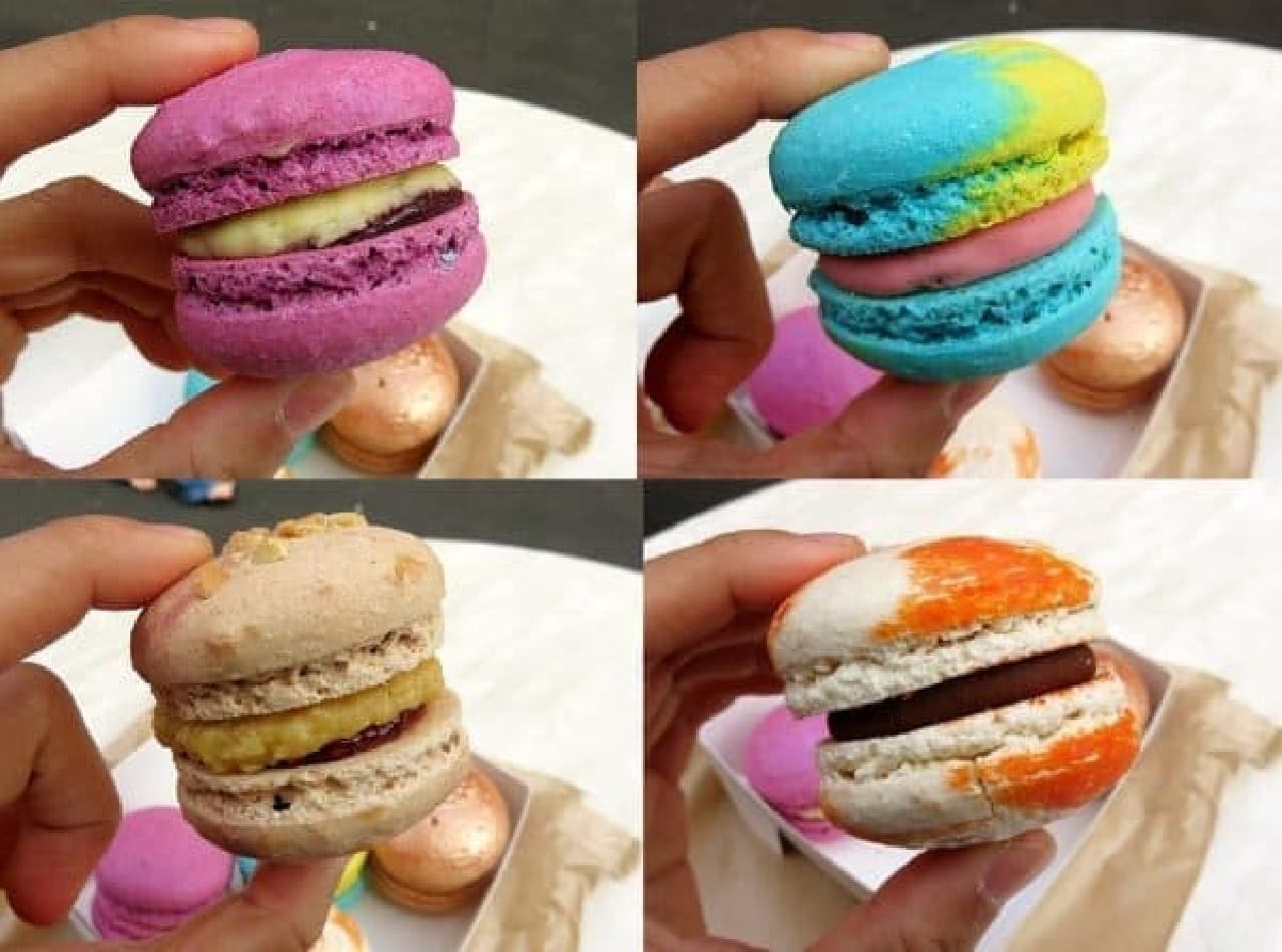 From top left, blueberry cheesecake, bubble gum, peanut butter & jelly, chocolate & orange