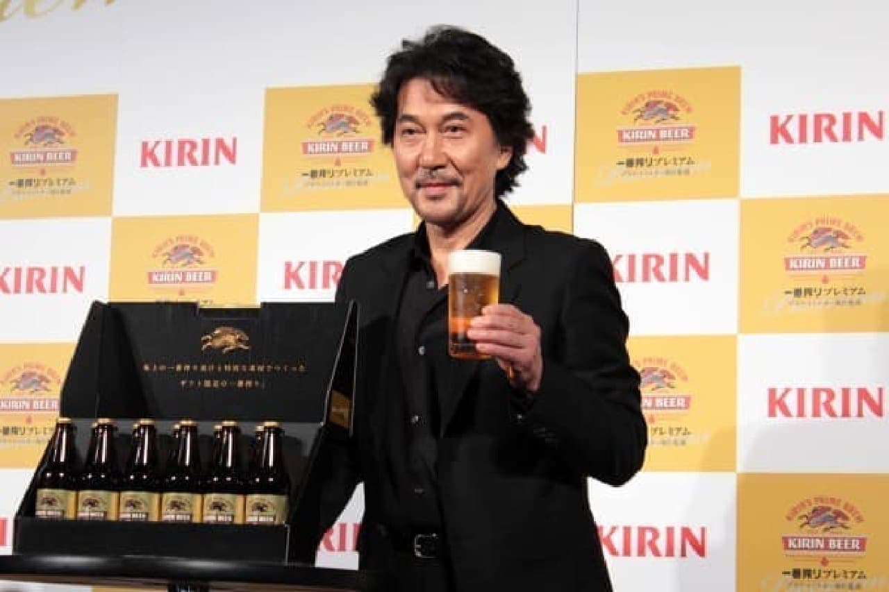 Mr. Koji Yakusho who appeared at the "Ichiban Shibori Premium" release commemorative event
