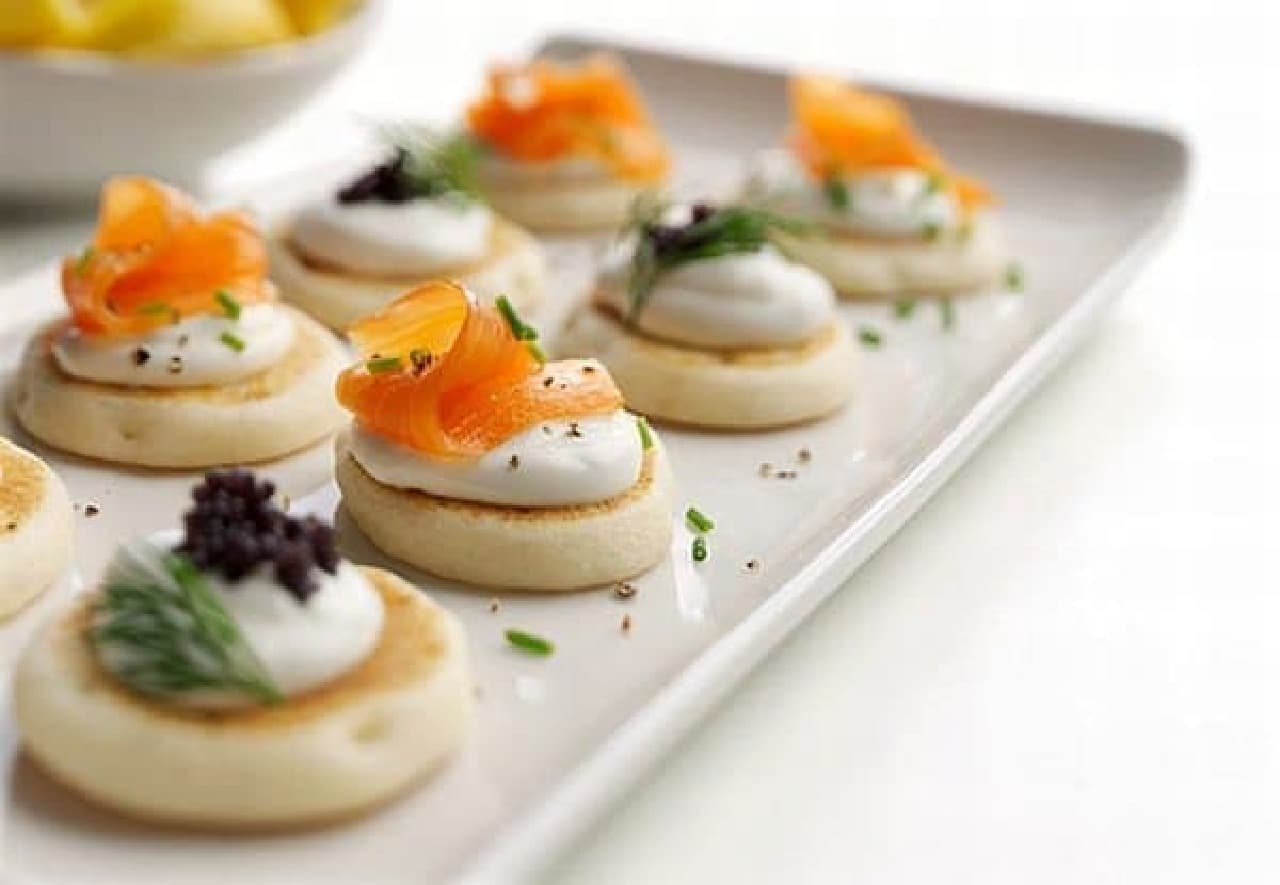 Mini pancakes are perfect for canapés!