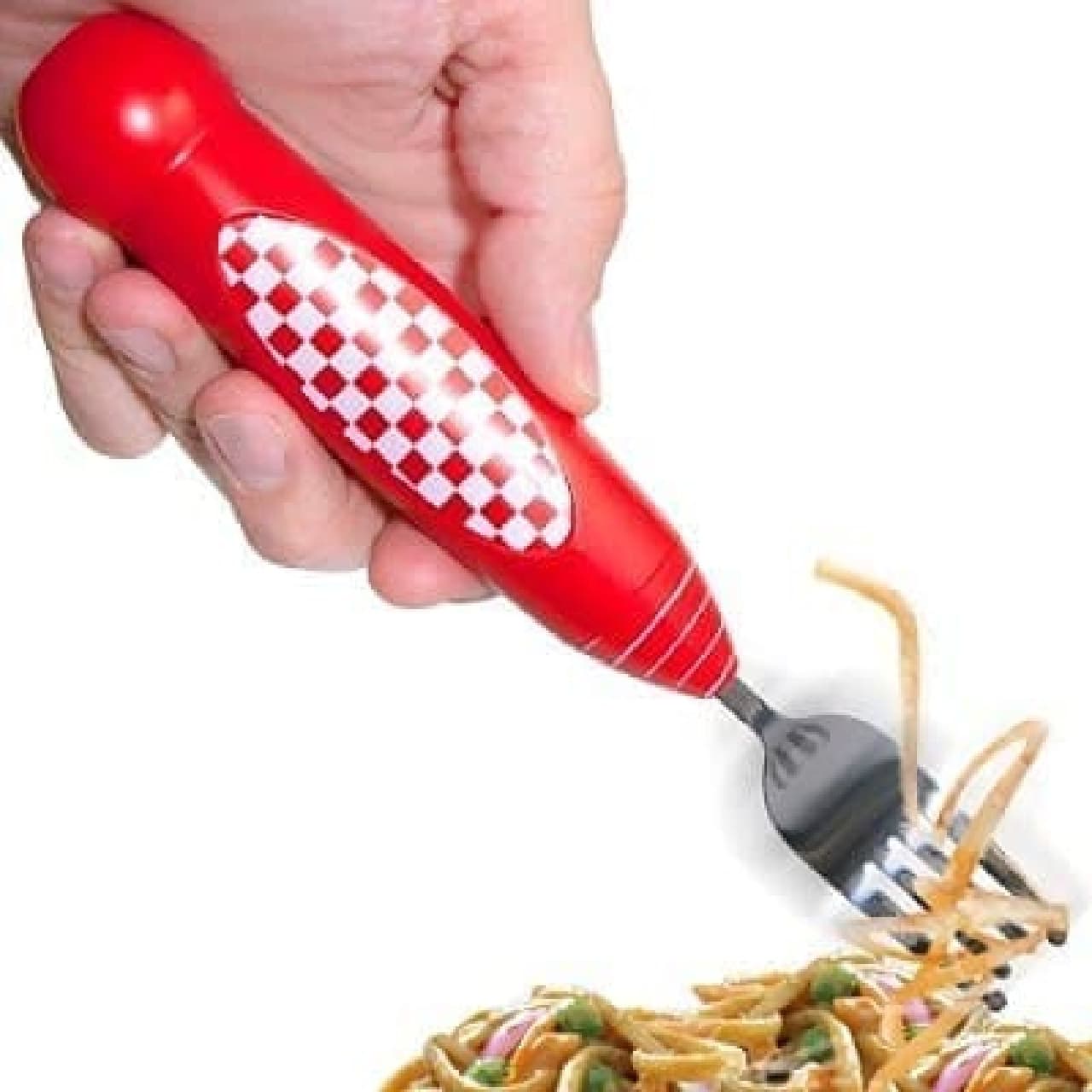 "Twirling Spaghetti Fork" Winds pasta with a single switch