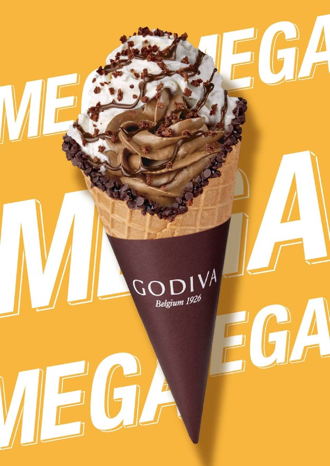 ゴディバから通常サイズの約1.6倍ボリュームのチョコレートソフトクリーム「メガパフェ チョコレート」が4月26日に期間限定で新登場 画像1
