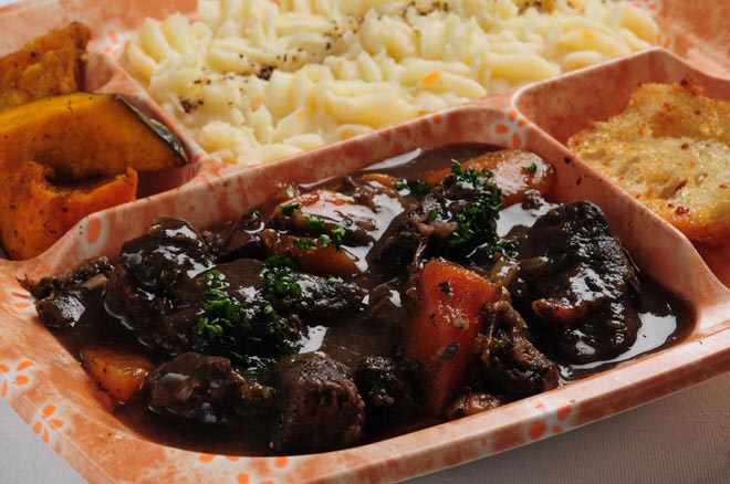 Ezo deer stewed in red wine with pasta