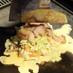 Put pork on the dough-okonomiyaki