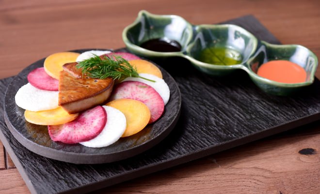 Kombu 〆Vegetable tataki with foie gras