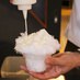 "Ichigo Milk" is made by sprinkling milk syrup on the shaved ice.