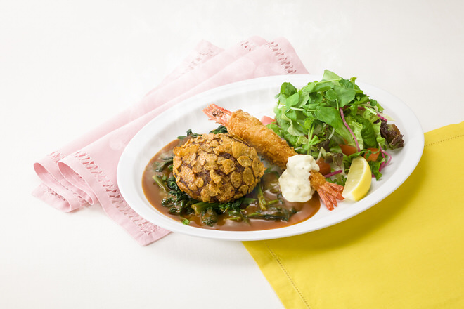 Toro-Ritamago IN Crispy Hamburger & Fried Shrimp with Head