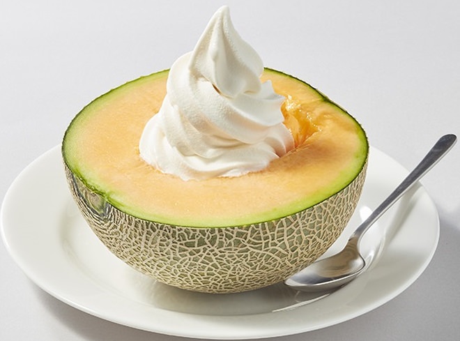 Hokkaido Raiden half-cut melon & soft serve ice cream