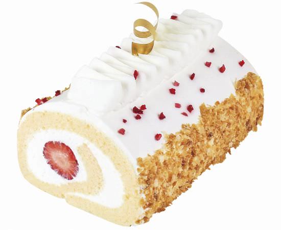 Whole strawberry milky cream roll cake