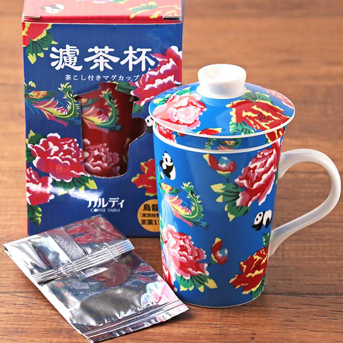 カルディ「オリジナル茶こし付きマグカップ」台湾の伝統的な花柄に ...
