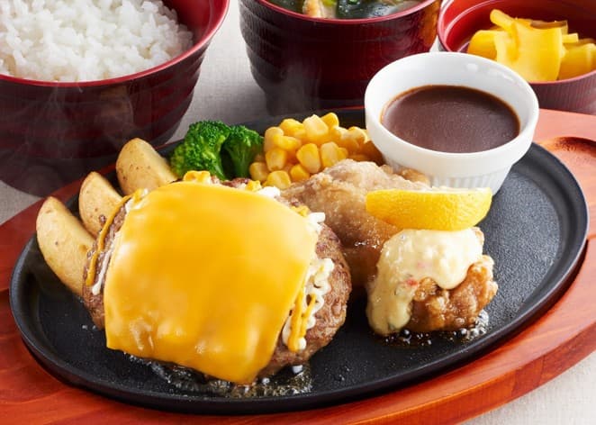3 kinds of cheese premium hamburger & chicken nanban set meal