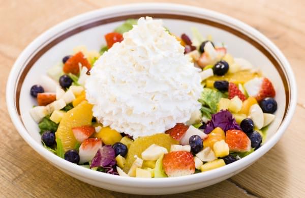 Sour whipped cream fruit salad