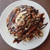 The toppings are full! Chocolate & nuts pancakes