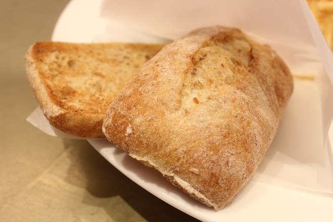 Sandwiched between chabata bread
