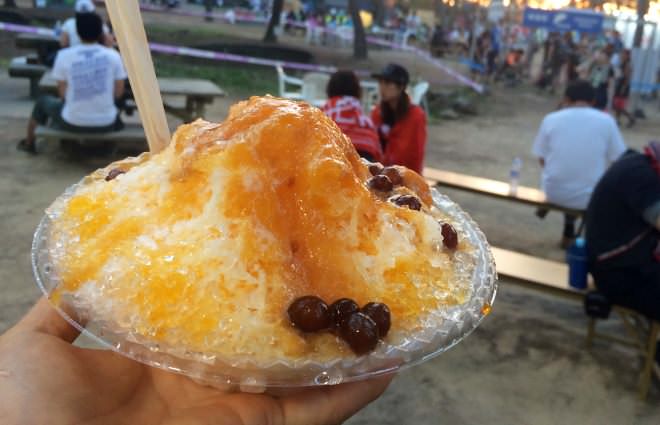 Mango tapioca shaved ice that concludes Rock in Japan
