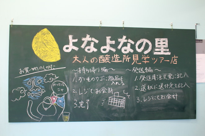 "Handwritten blackboard" in the souvenir corner