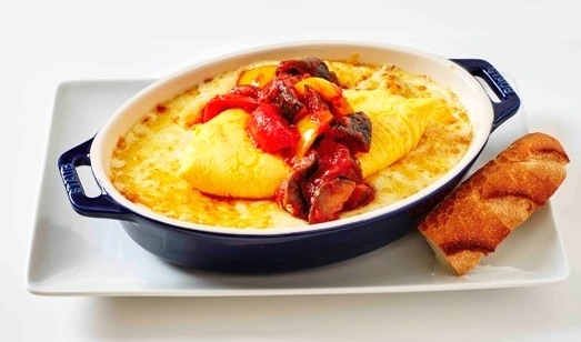 Omelet and ratatouille gratin