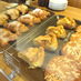 Freshly baked products are lined up at the store
